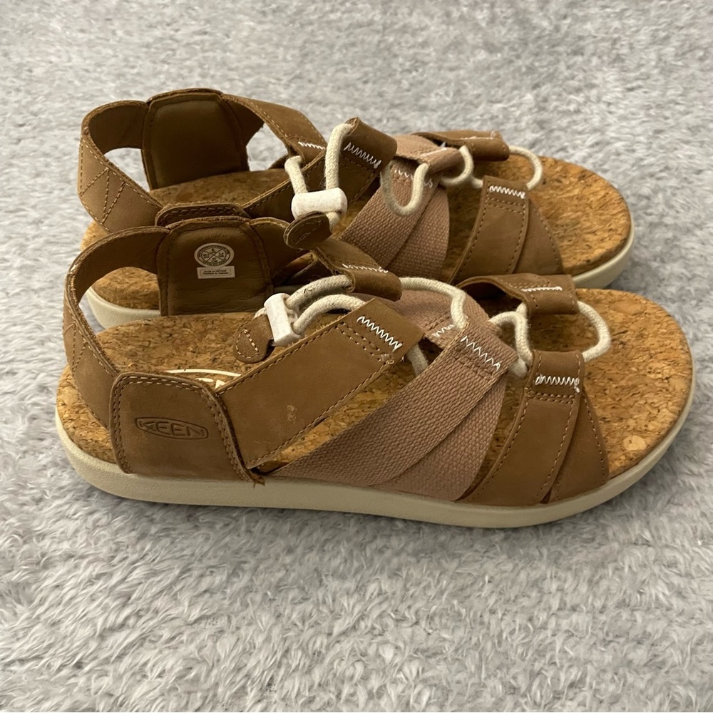 KEEN Elle Backstrap Cork & Leather Sandals - Brown/Tan - Women's Size 8 - Picture 2 of 6